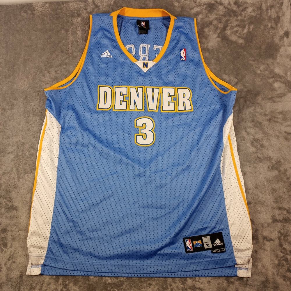 Adidas Mens Denver State, Iverson Player Blue and Yellow Basketball Jersey XL